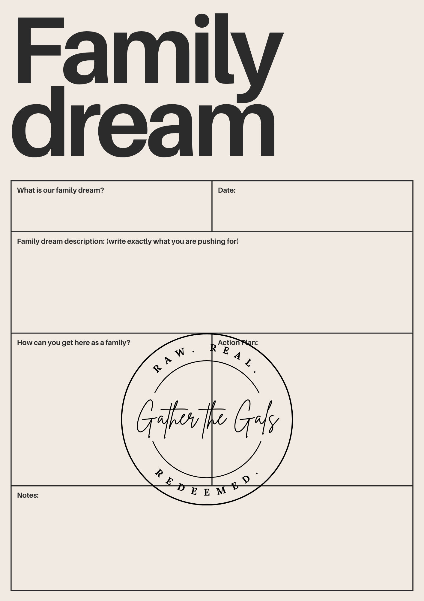 Family Dream Sheet
