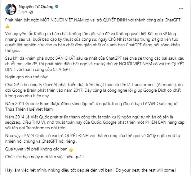 (Ảnh chụp màn hình FB của nhân vật)