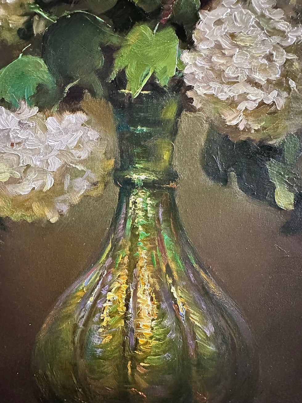 Thumbnail: Snowballs Flowers in the Iridescent Vase, 20x18” oil on board