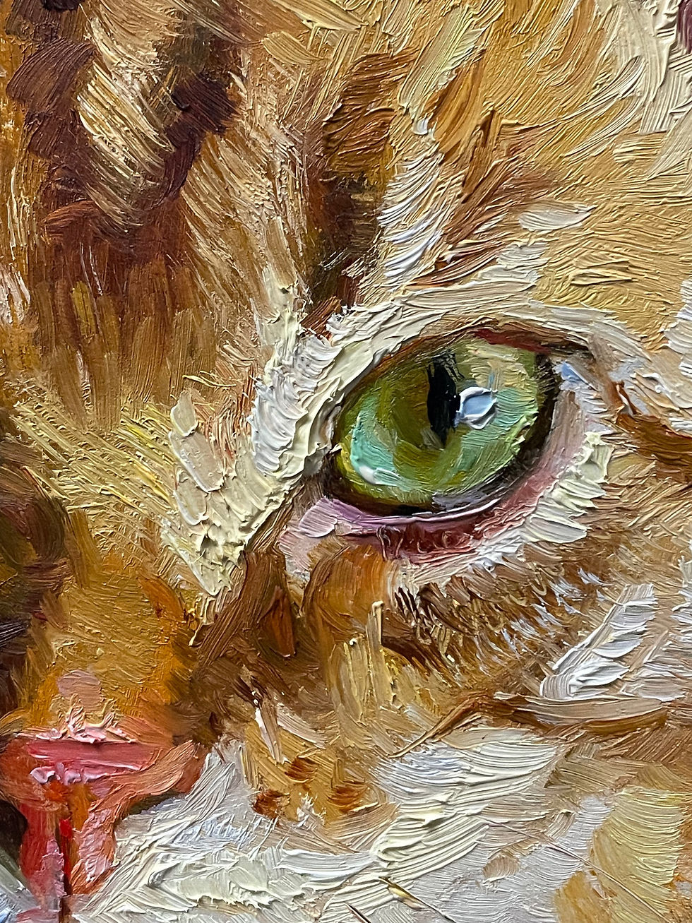 Thumbnail: Green Eyes , oil painting 11x8”