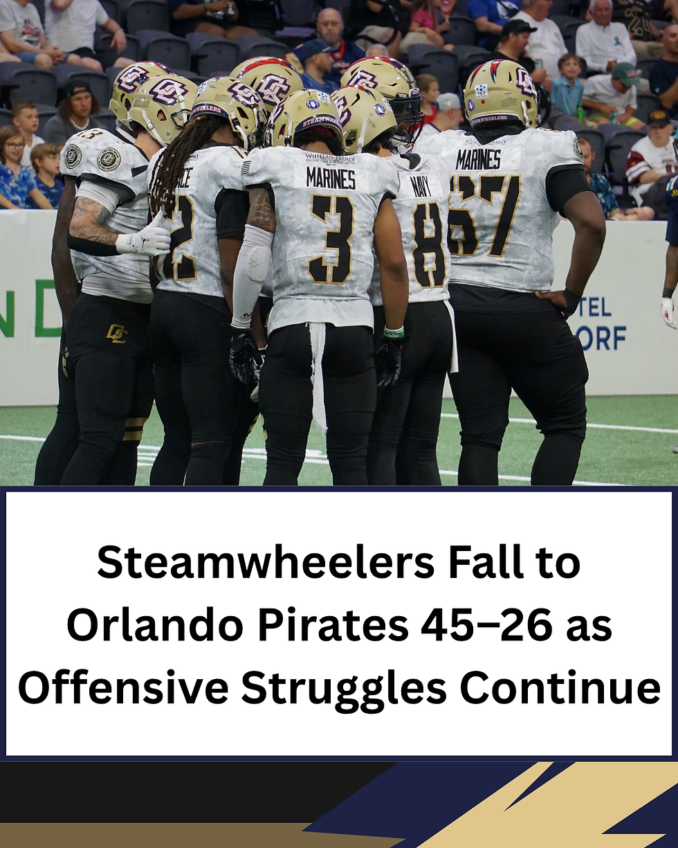 Steamwheelers Fall to Orlando Pirates 45–26 as Offensive Struggles Continue