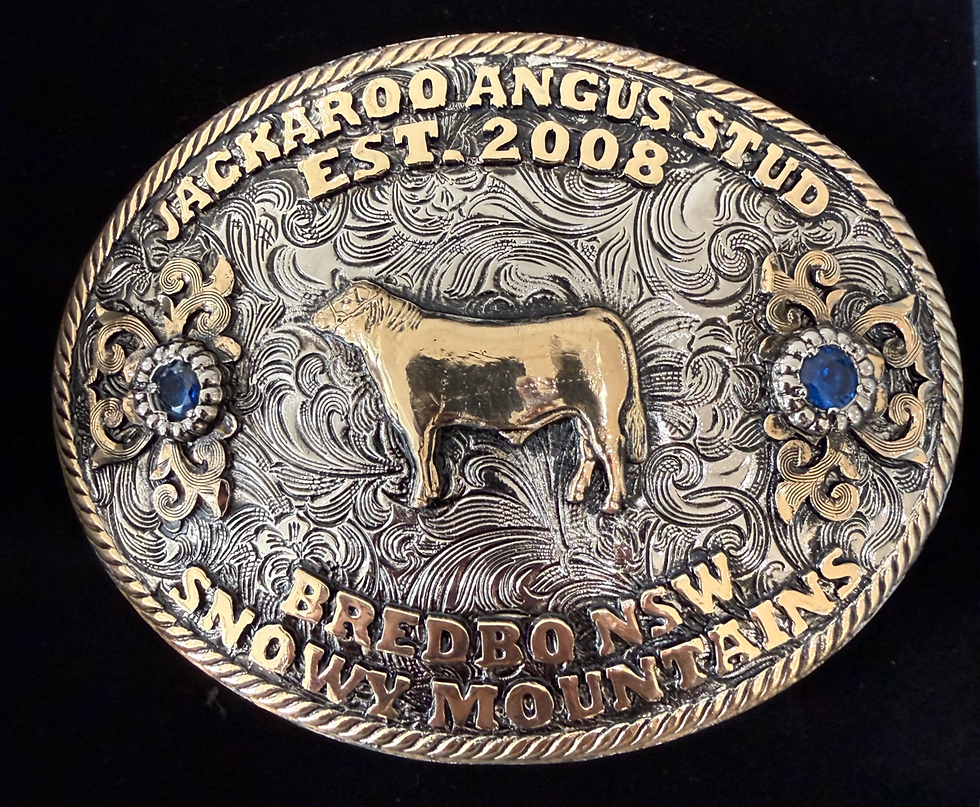 Thumbnail: Jackaroo Angus Stud Custom Silver Western Belt Buckle Design 5