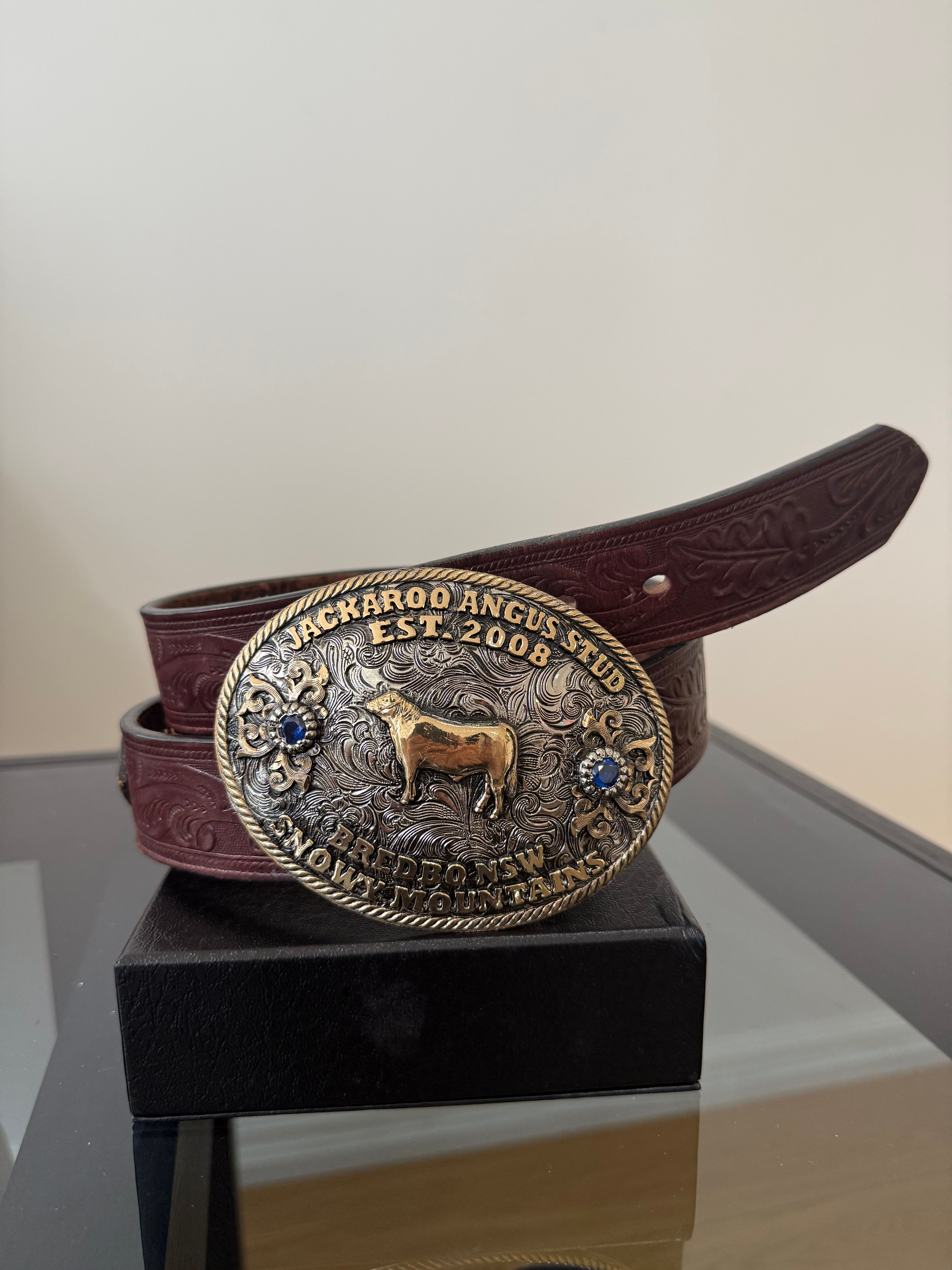 Jackaroo Angus Stud Custom Silver Western Belt Buckle Design 5