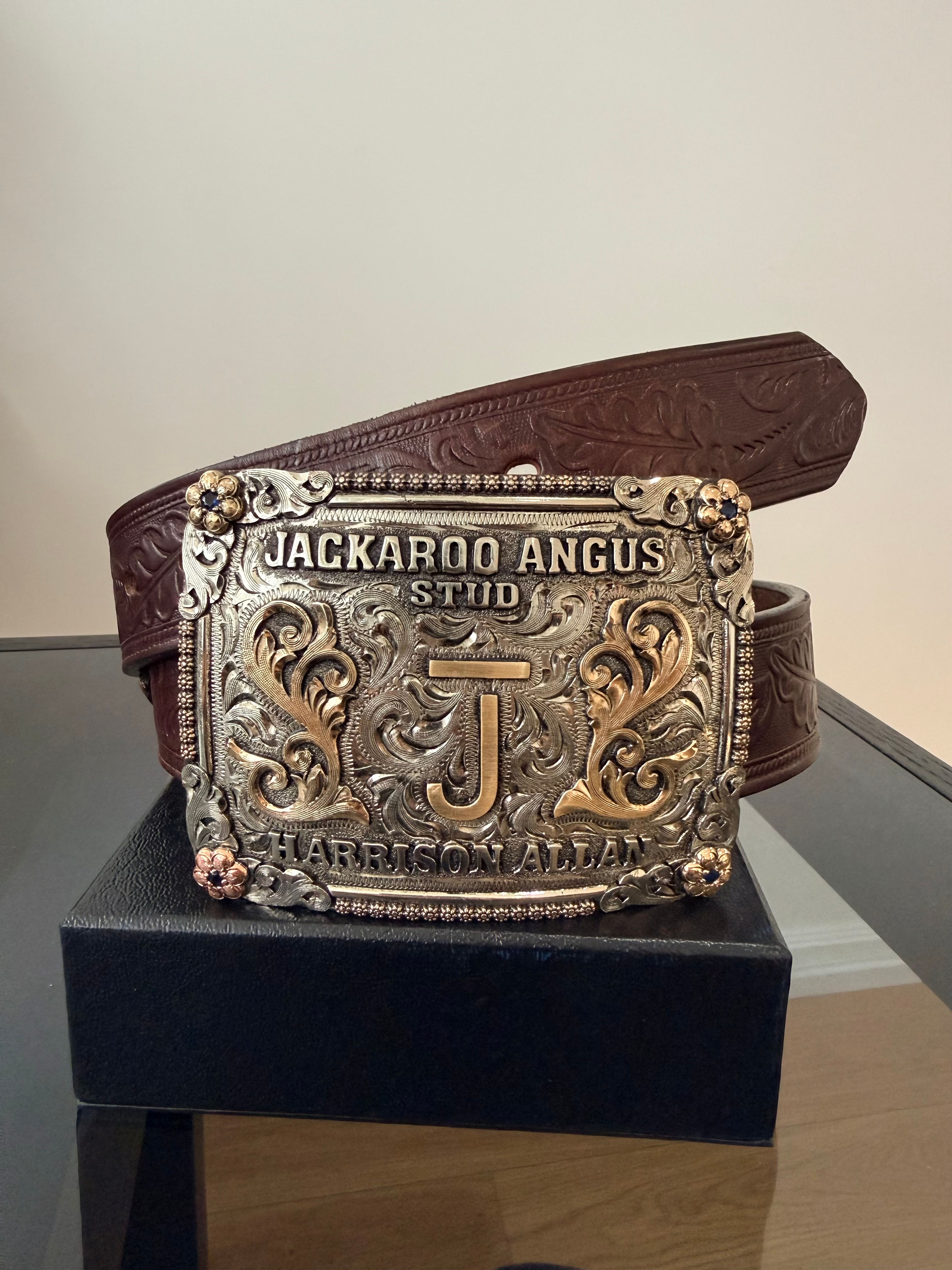 Jackaroo Angus Stud Custom Silver Western Belt Buckle Design 7