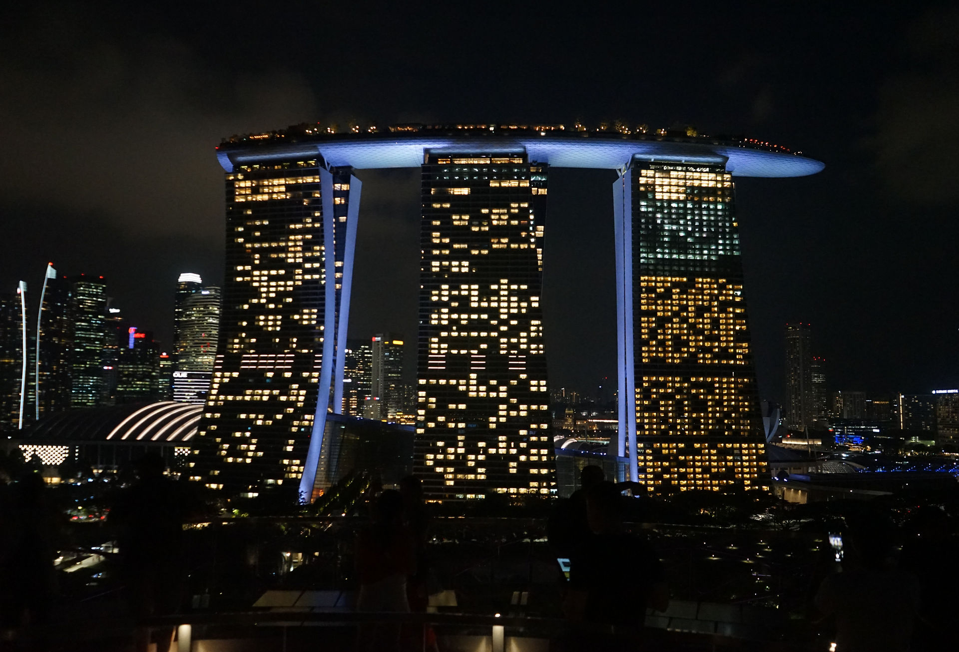 The Singapore skyline viewed from Gardens by the Bay