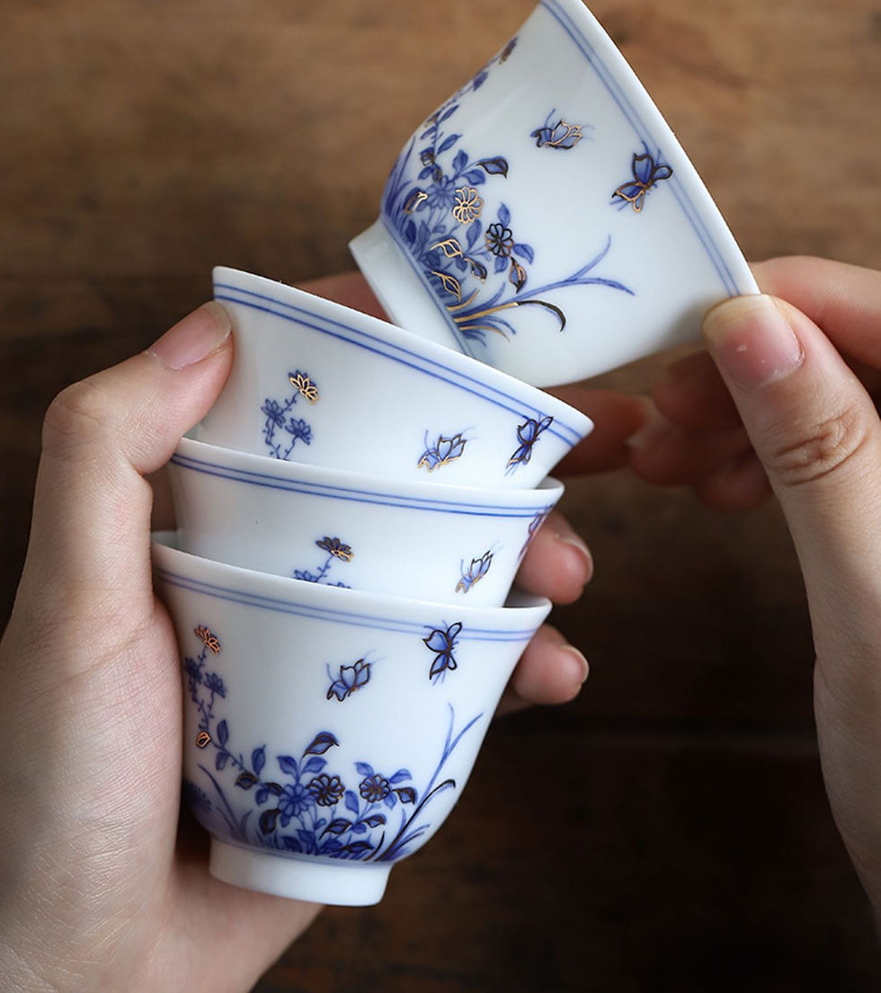 Thumbnail: Vintage Tea-tasting Cup,  Porcelain Hand-painting Tea Set