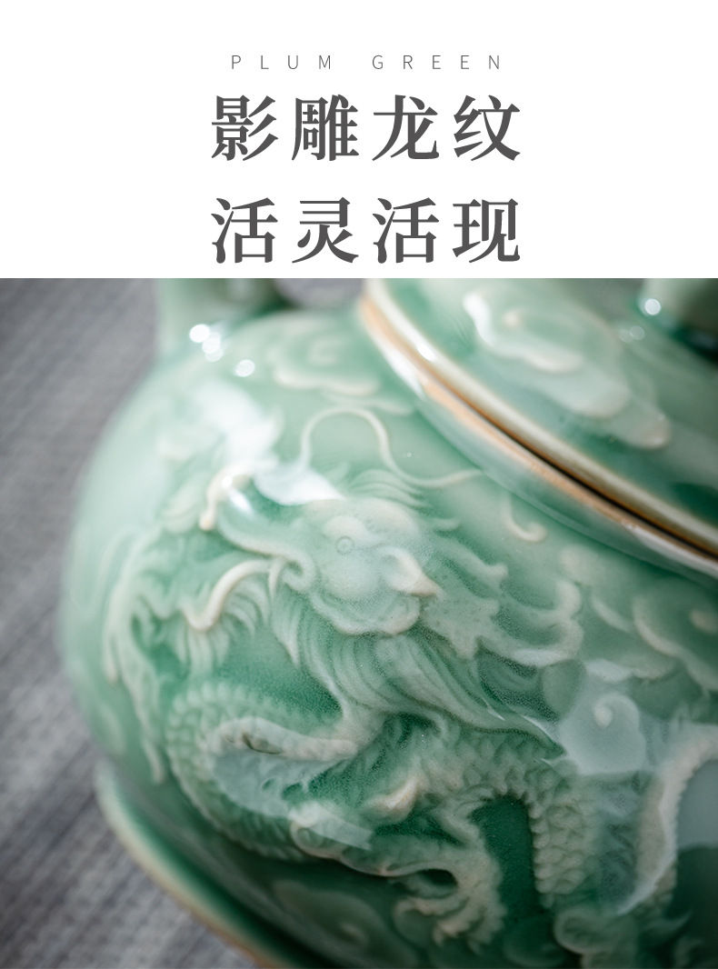 Miniature : Vintage Celadon Porcelain Teapot & Coaster