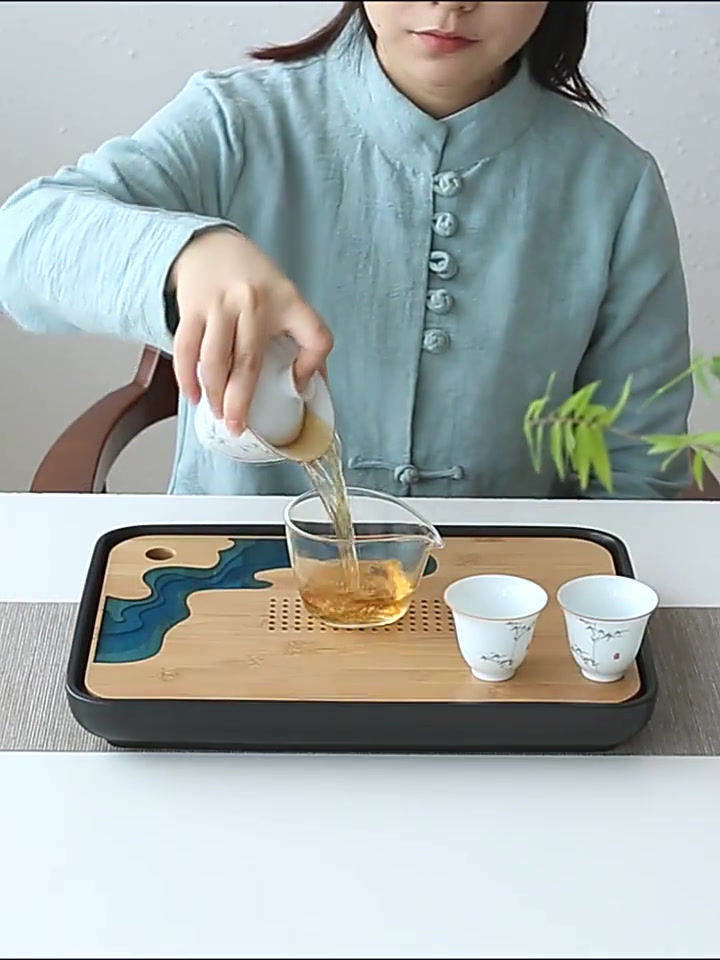 Miniaturbild: Vintage Bamboo & Pottery Tea Tray