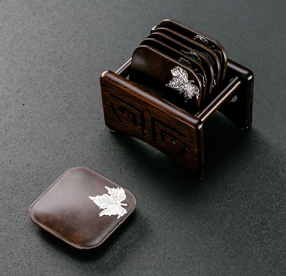 Miniatura: Vintage Wood & Bamboo Cup Coasters,Chinese Tea Ceremony Tea Set Accessories