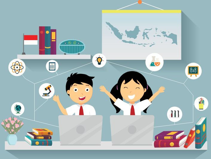 Gambar: Siswa belajar menggunakan laptop