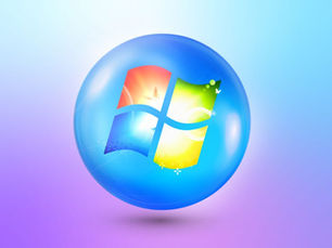 Gambar: Logo Windows 7 dengan efek bola kaca 3D.