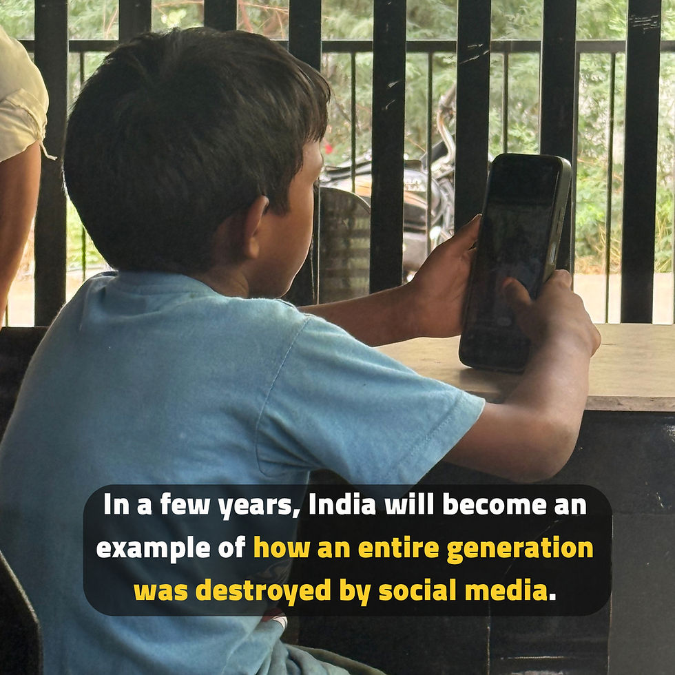 A child addicted to phone