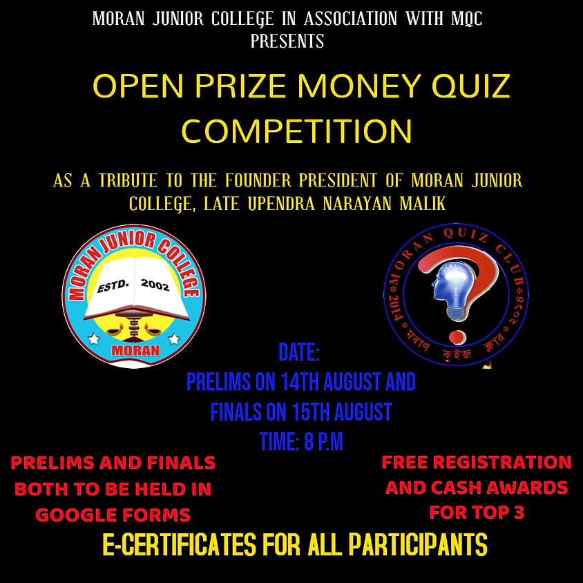 Open Prize Money Quiz Competition