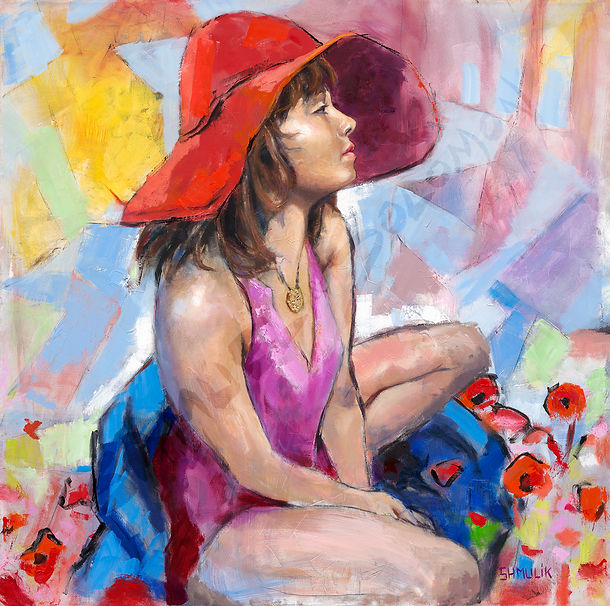 Spring- Oil on Canvas. "Spring" is an optimistic and colorful artwork, featuring vibrant shades of yellow, red, blue, purple, and a touch of gold. The young woman depicted in the painting experiences the spring of flowers and life. The artwork combines modern techniques with classical realistic touches.
Artist: Samuel
Original size: 100 by 100 cm
