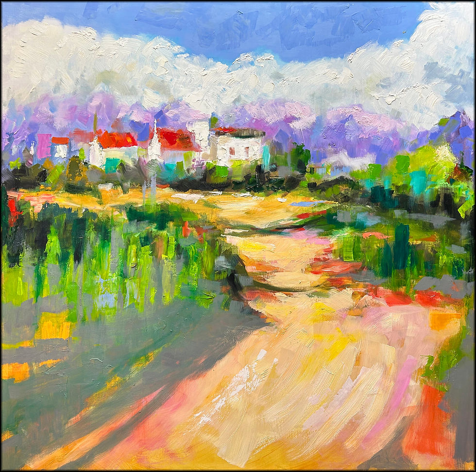 The Village- Oil on board- knife. "The Village" captures the idyllic charm of a peaceful village under a clear, expansive sky. Bold strokes of vibrant colors—red rooftops, lush greens, and soft purples- harmonious balance, evoking a sense of warmth and nostalgia, while the pathway invites the viewer on a journey through the tranquil landscape.

​

Artist: Samuel

Original size: 100 by 100 cm
