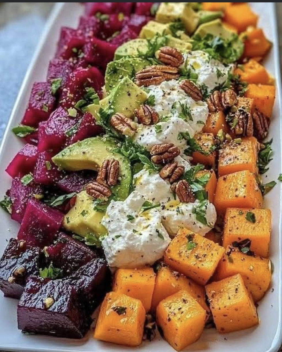 Roasted Beet + Butternut Squash Salad with Burrata