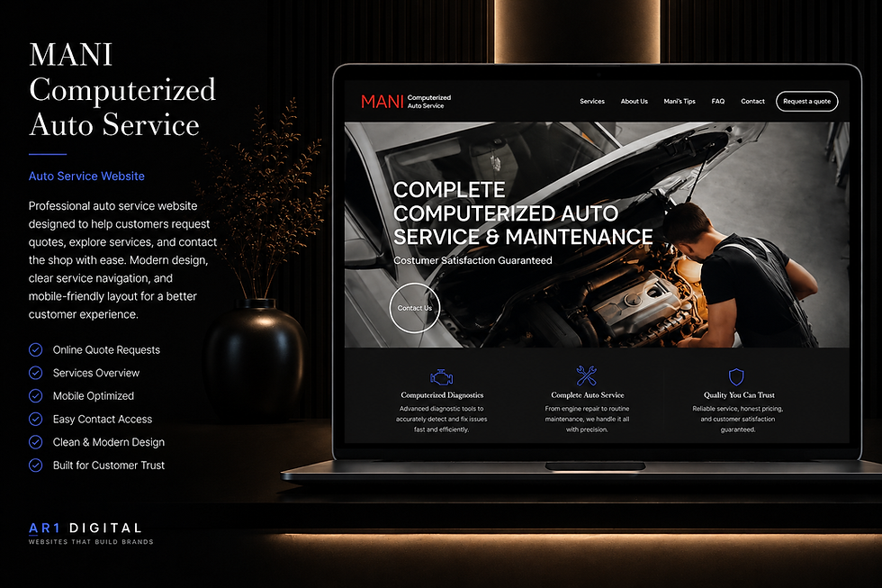 Website design portfolio for MANI Computerized Auto Service
