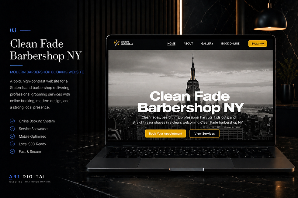 Clean Fade Barbershop NY website design portfolio mockup