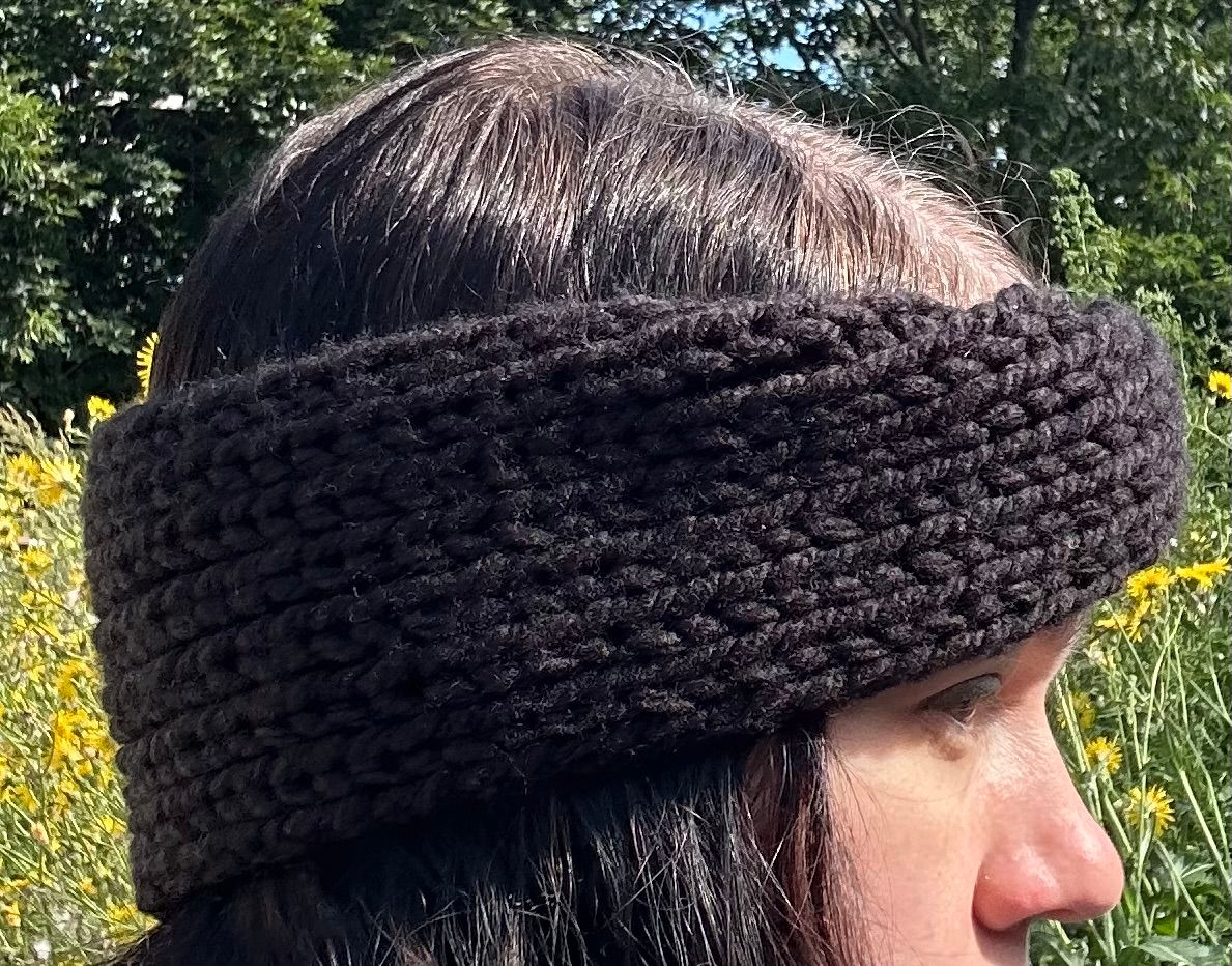 Black Twist Knit Ear Warmer