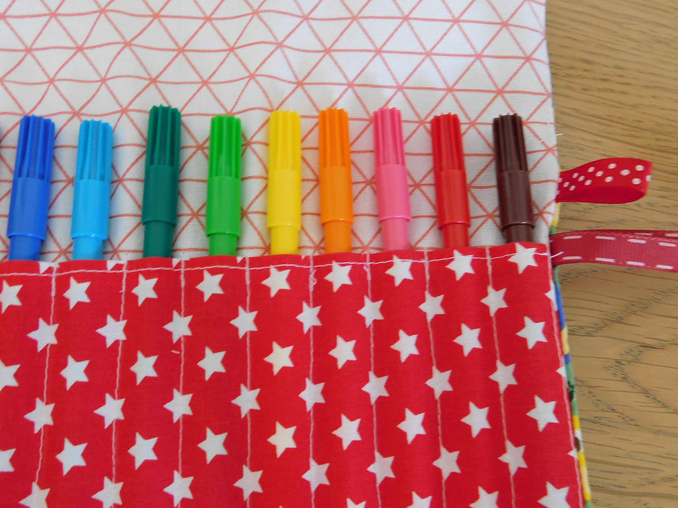 Miniature : Trousse roulée "Chouettes" pour 12 crayons ou feutres