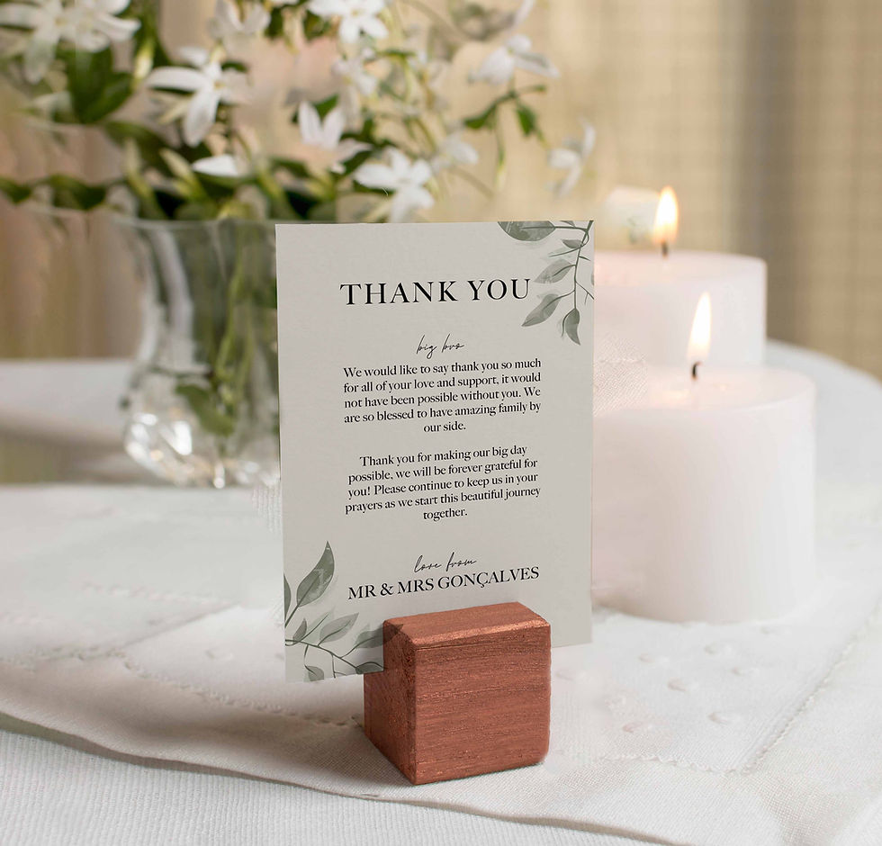 Leaf & Luxe Guest Illustrated Wedding Favour Place Card thank you message