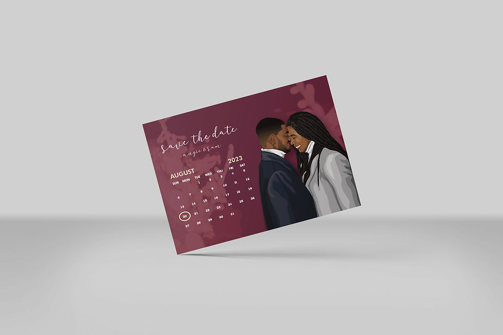 Thumbnail: Magnetic Illustrated Wedding Save the Date with Calendar - Colour