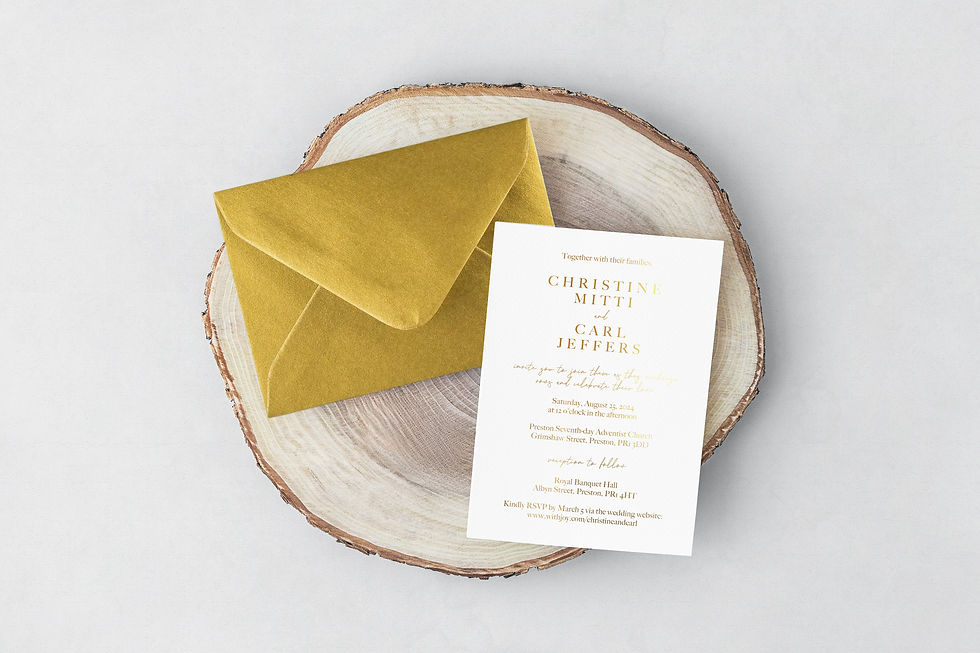 Thumbnail: Foiled Wedding Invitation with Illustrated Front