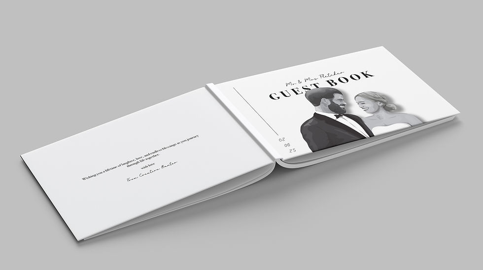 Thumbnail: Monochrome Muse Illustrated Wedding Guest Book in white