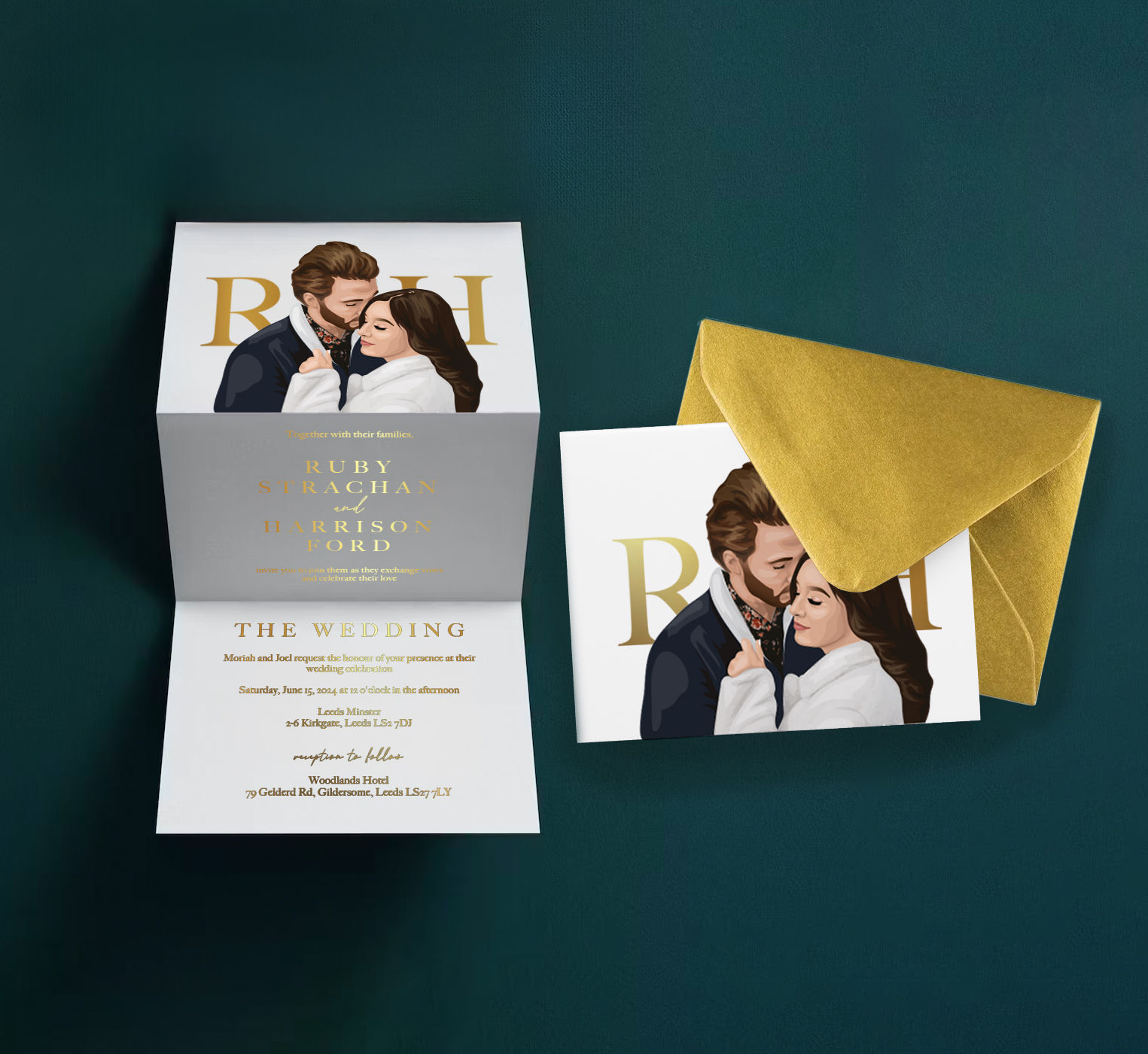 Foiled Z Fold Wedding Invitation