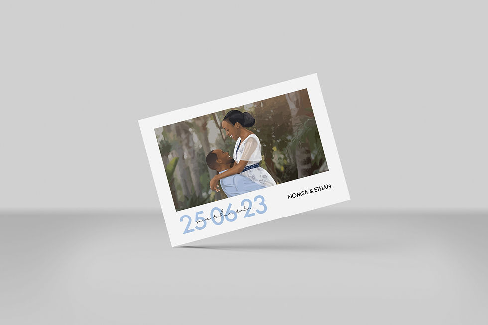 Thumbnail: Magnetic Illustrated Wedding Save the Date - Landscape Polaroid