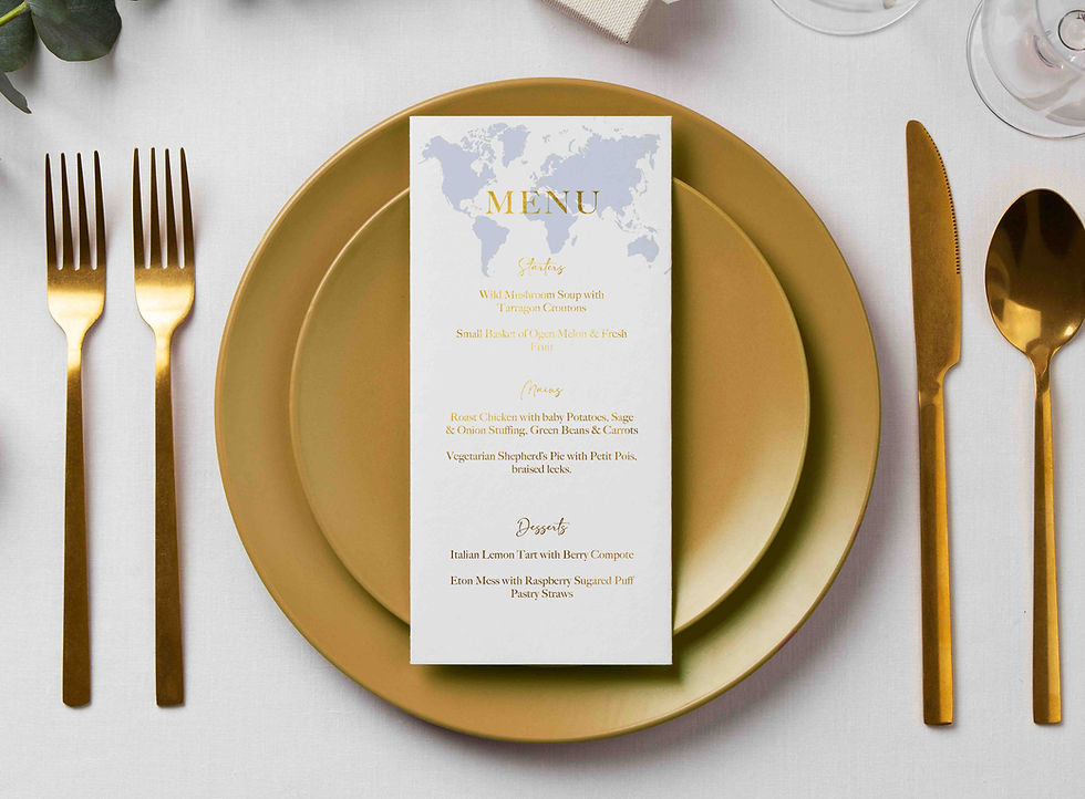 Love Is In The Air Gold Foiled Wedding Menu white