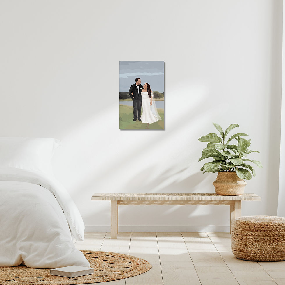 Thumbnail: Wedding illustration portrait on canvas