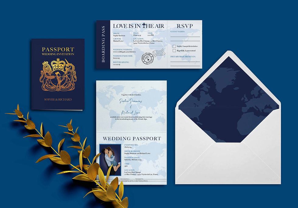 Thumbnail: Love Is In The Air Illustrated Passport Wedding Invitation