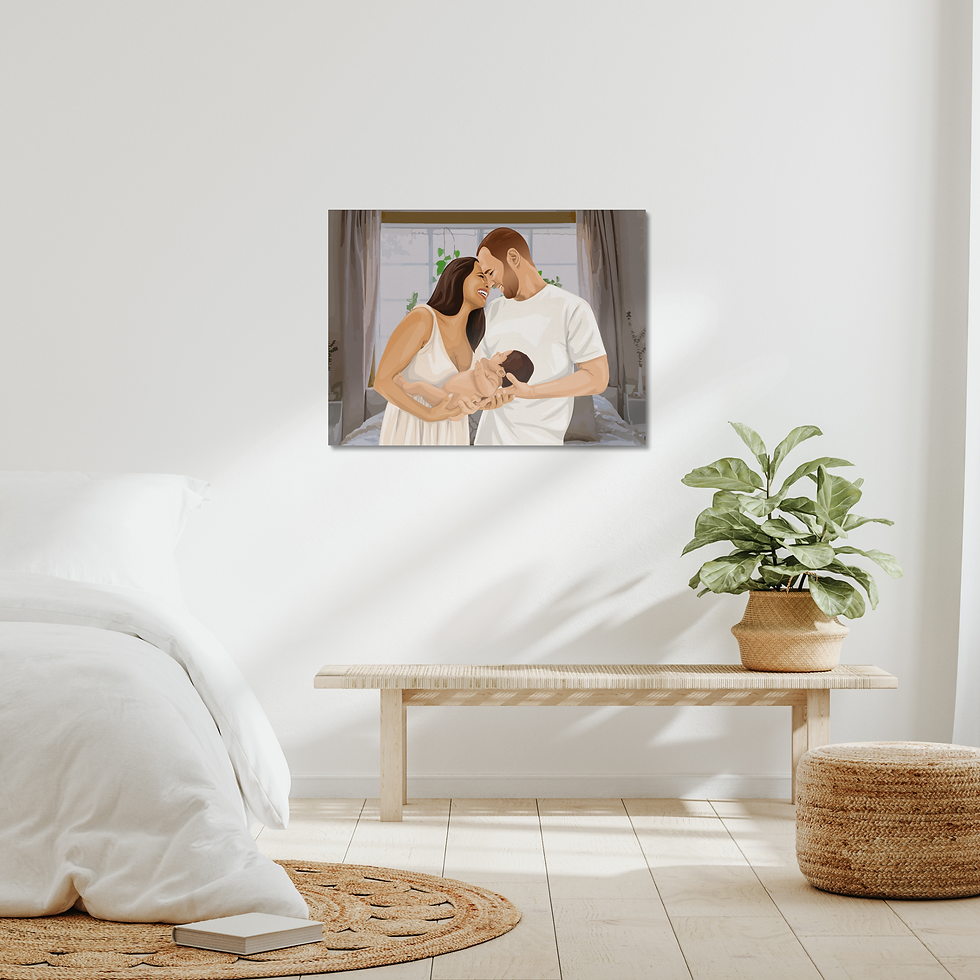 Thumbnail: Newborn Baby Personalised Illustrated Canvas