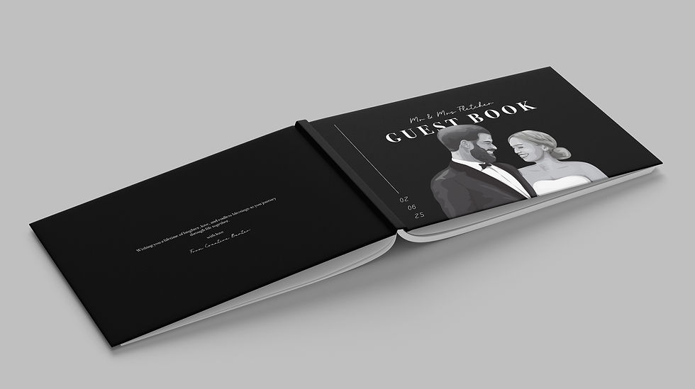 Thumbnail: Monochrome Muse Illustrated Wedding Guest Book in black