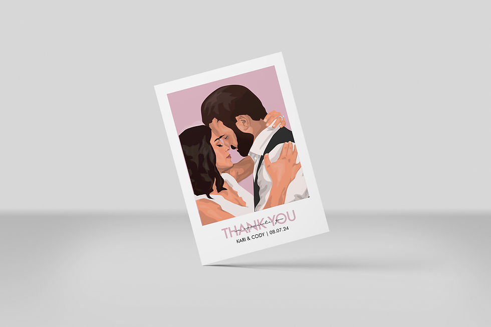 Illustrated Wedding Thank You Magnet - Polaroid