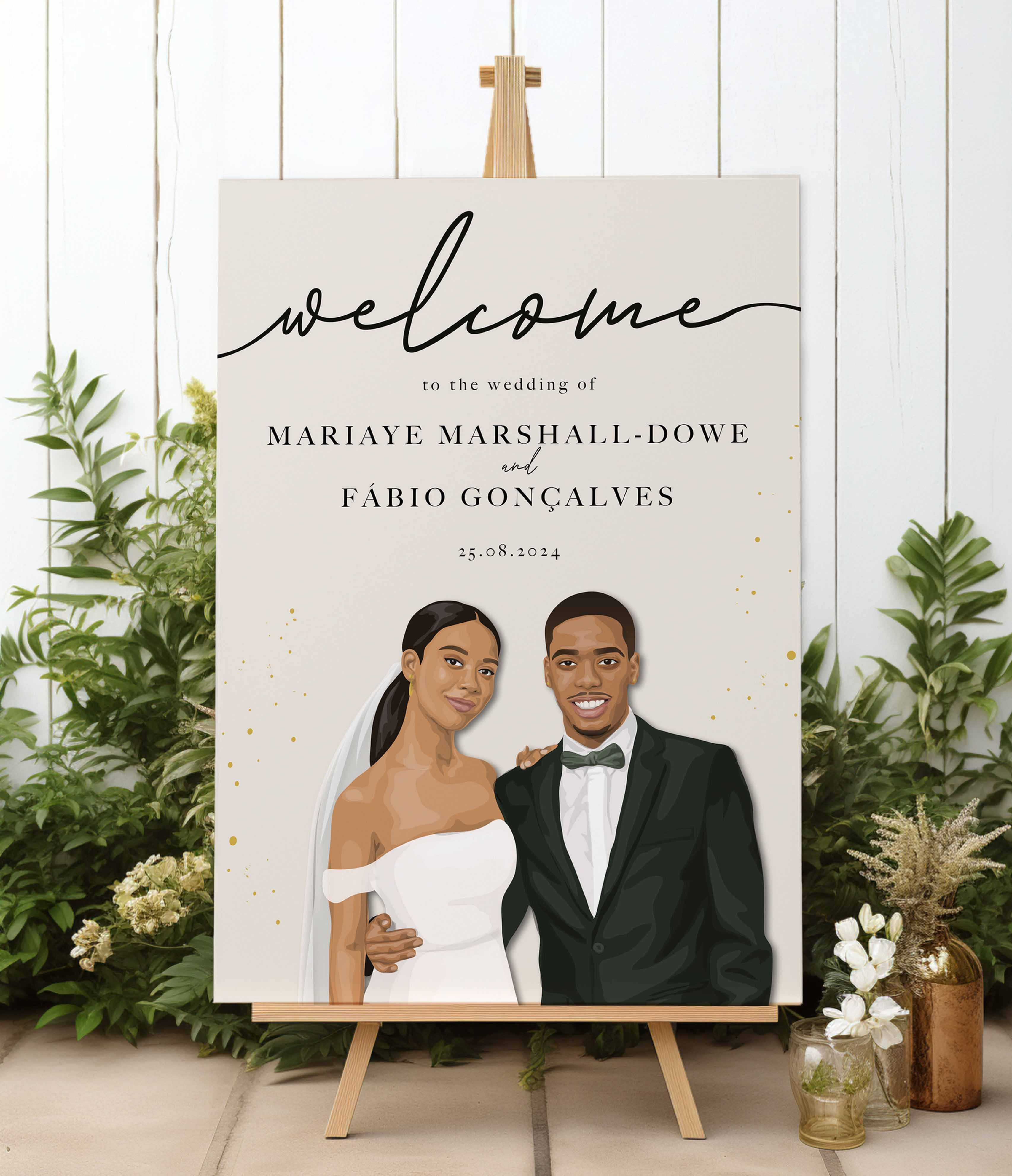 Leaf & Luxe Illustrated Wedding Welcome Sign
