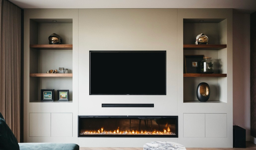 Create a captivating centerpiece in your living room with a custom-made media and fireplace wall. From the sleek and modern design to the intelligent storage solutions, this bespoke solution transforms your space into a stylish and functional entertainment hub.

Indulge in the ultimate home entertainment setup with our bespoke made-to-measure 