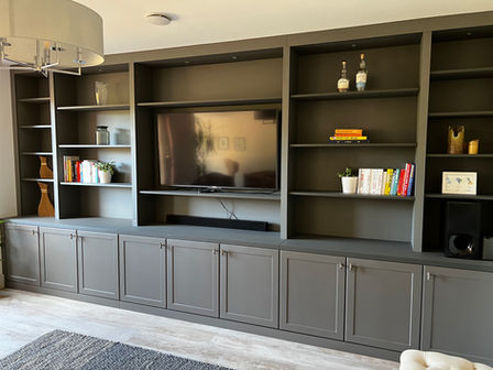Media wall with dedicated recess for TV and soundbar, providing a streamlined entertainment experience
