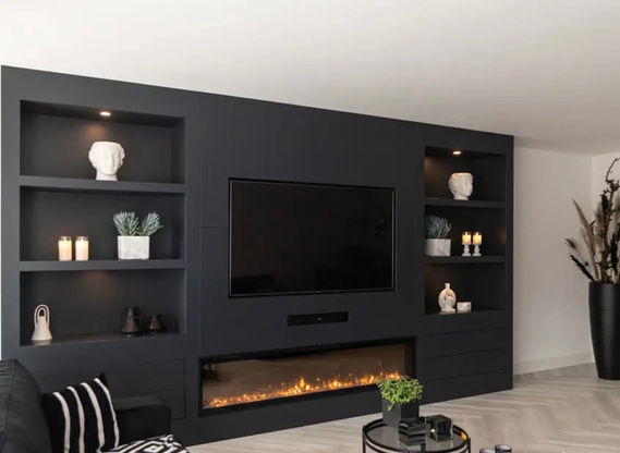 Make a statement in your living room with a custom-made media and fireplace wall that exudes elegance and functionality. With its tailored design and intelligent storage solutions, this bespoke solution seamlessly integrates your entertainment needs with a striking fireplace feature.