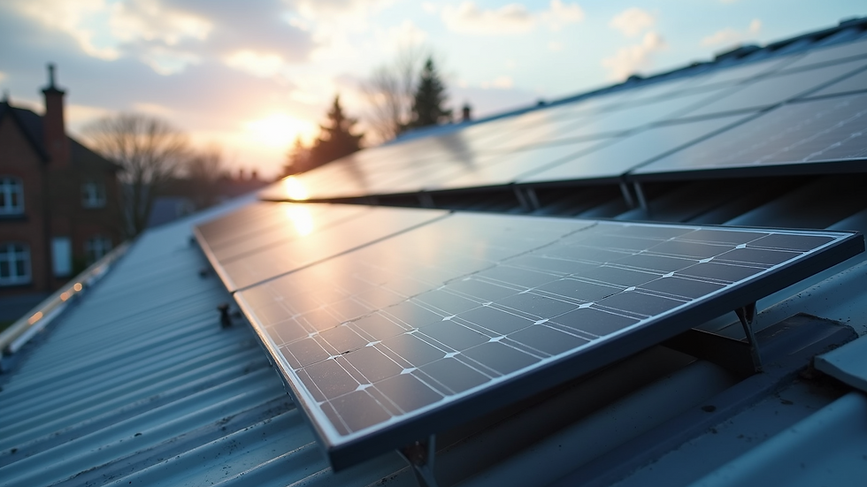 High angle view of solar panels installed on a rooftop