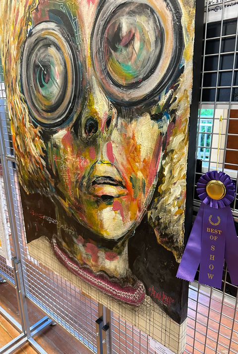 Laser Kitty shed devil Long Island artist cat paintings
