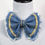 Thumbnail: Distressed Blue Denim Bow Tie – Triple Layer Gold Rhinestone Trim