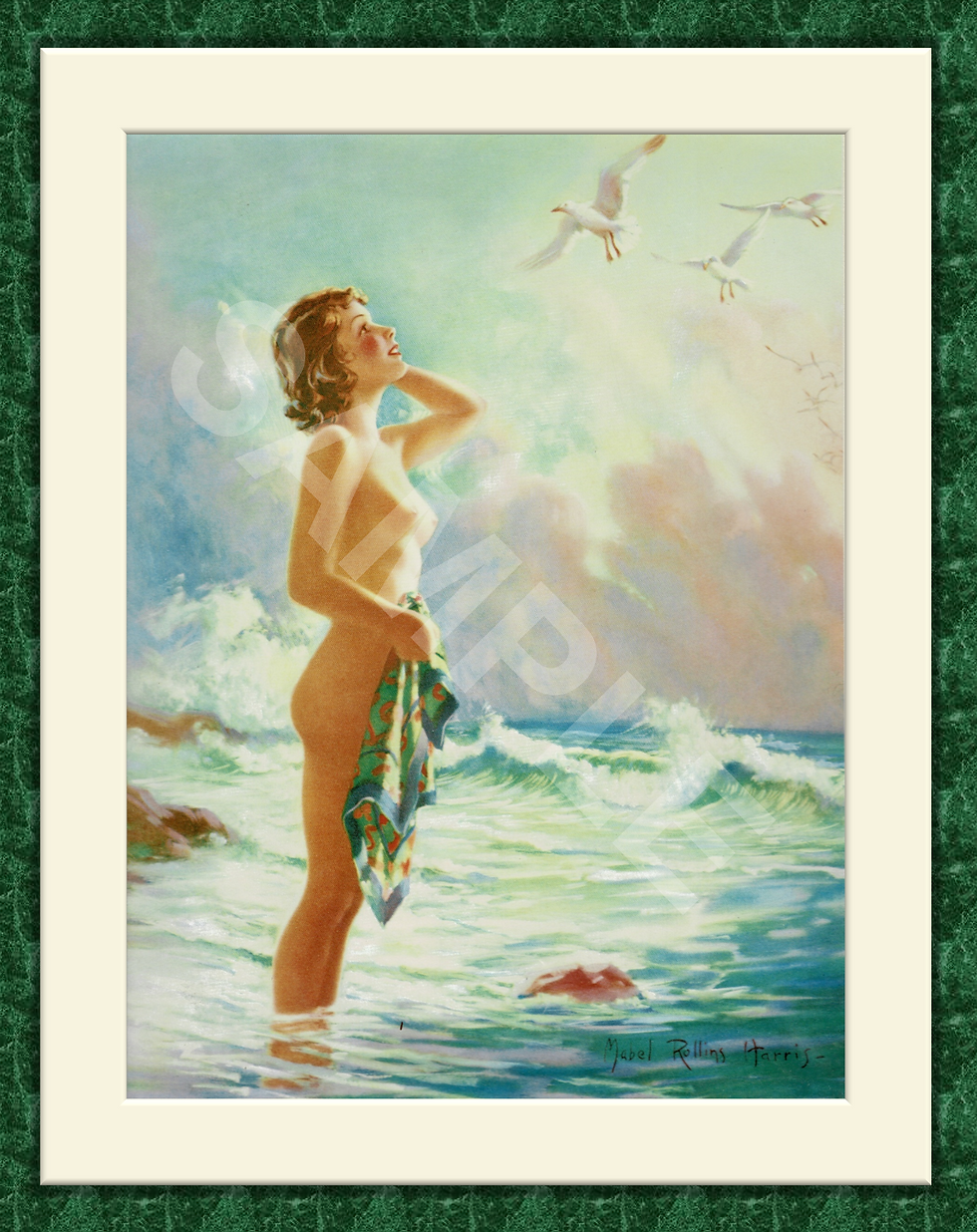 Vintage Pin Up Girl "Wings of the Morning" by Mabel Rollings Harris