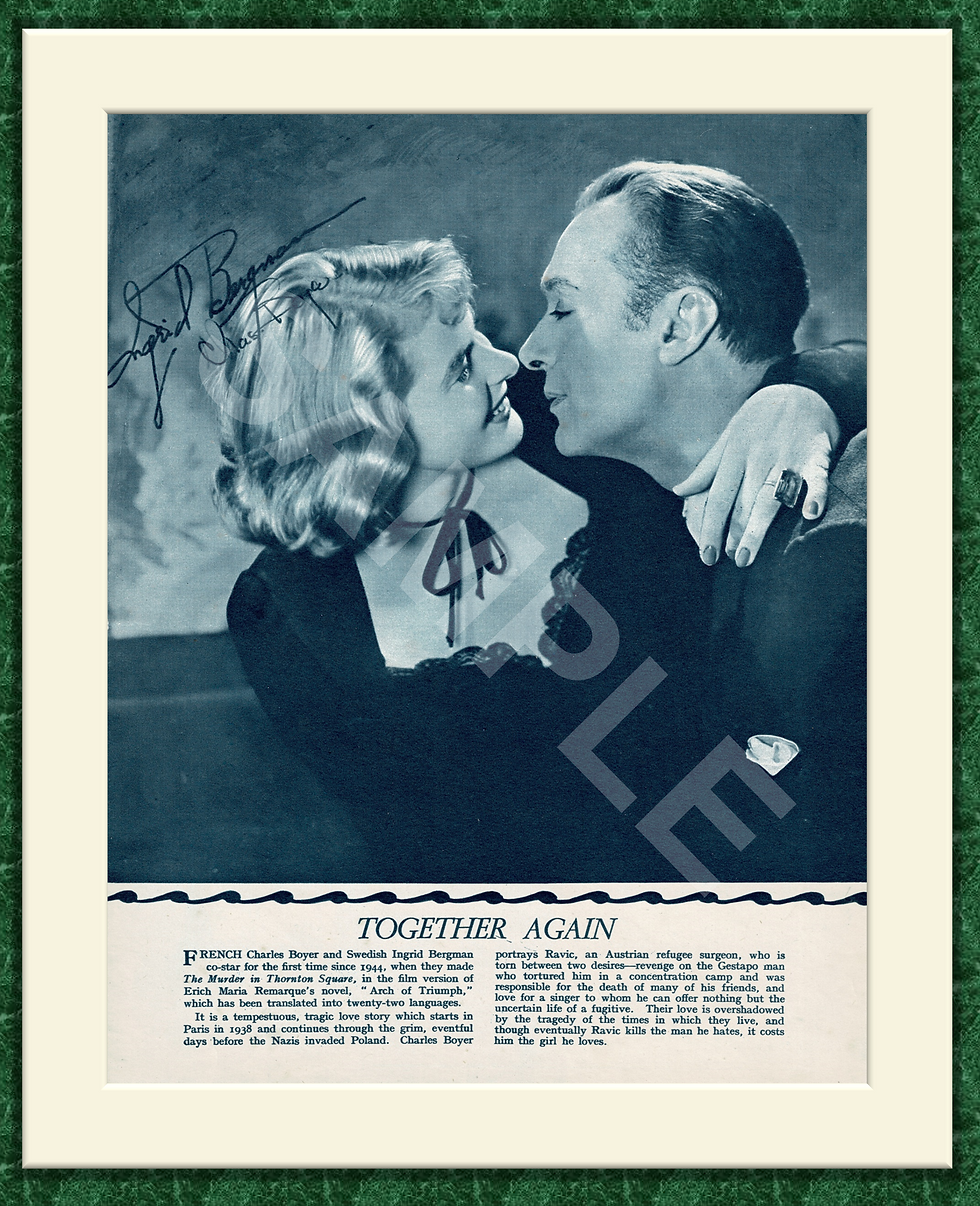 Ingrid Bergman and Charles Boyer Original Magazine Portrait Poster 1949