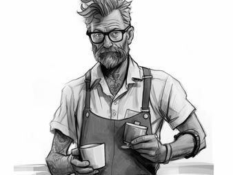 My fifty-year-old barista brother is such a mess that you can't tell if he's a hipster or homeless.