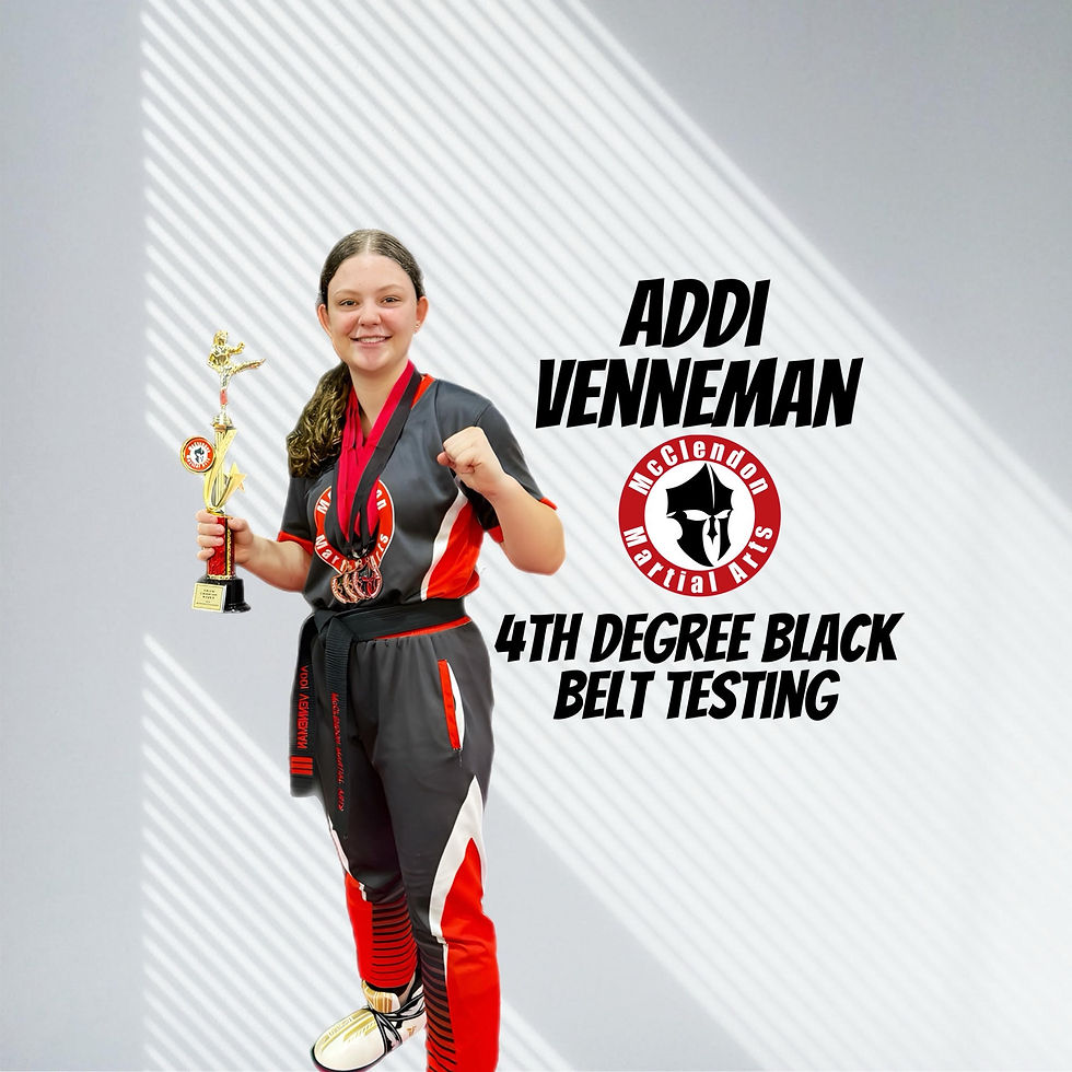 Addi Venneman 4th Degree Black Belt Testing