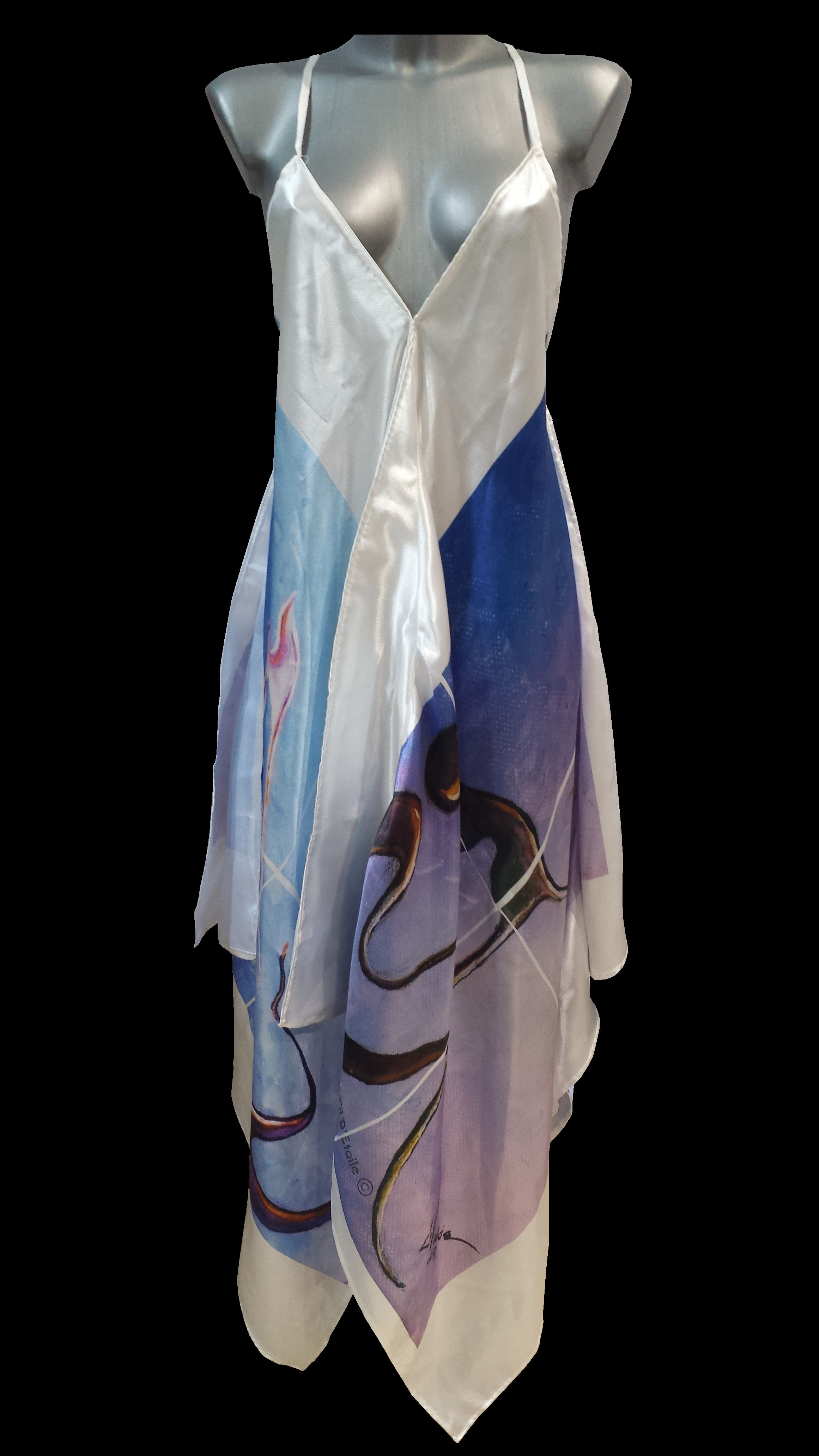 Robe en satin "Chat Epuré" par Laure Vieusse