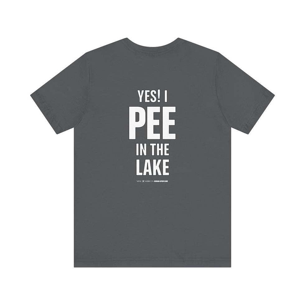 Thumbnail: Busy holding a Beer (front) Pee in Lake (back) - Unisex Jersey Short Sleeve Tee