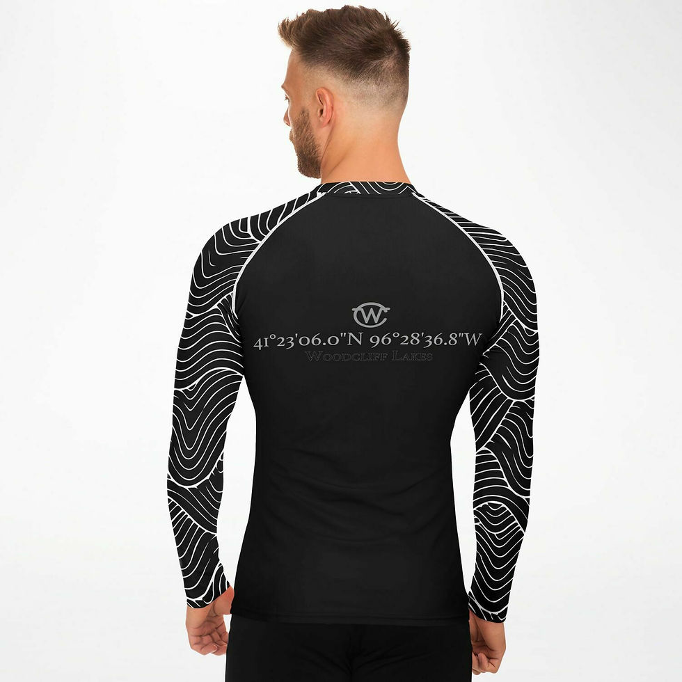 Thumbnail: Woodcliff Mermaid with Latitude & Longitude - Unisex Rash Guard Long Sleeve